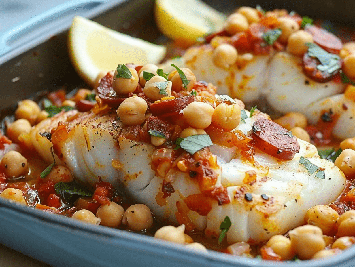 Gebackener Kabeljau mit Chorizo und Kichererbsen - Essen &amp; Kochen Tipps ...