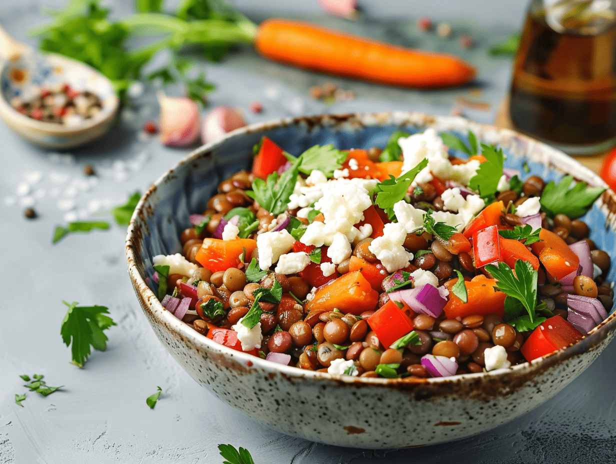 Linsensalat mit Karotten und Feta - Essen &amp; Kochen Tipps und Tricks