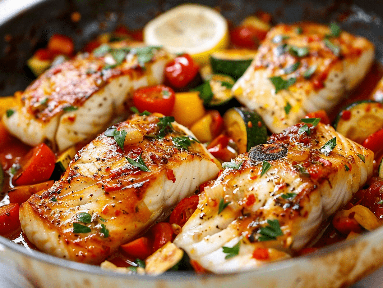 Fischpfanne mit mediterranem Gemüse - Essen &amp; Kochen Tipps und Tricks